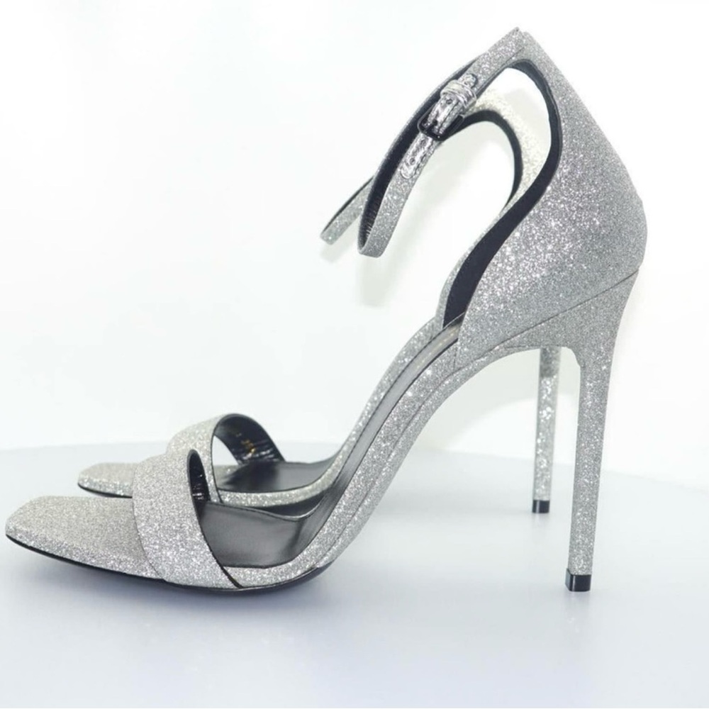 YSL GLITTER SANDAL HEELS